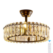 19.7 Inch Black Caged Crystal Ceiling Fan with Light