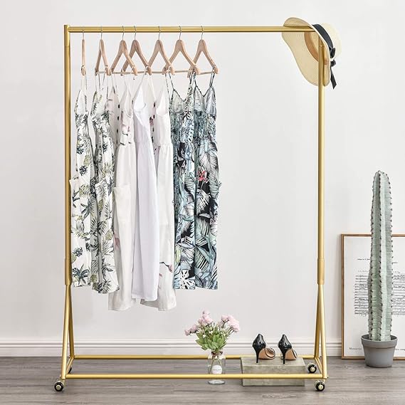 Gold Pipe Clothing Rack Freestanding 47" L