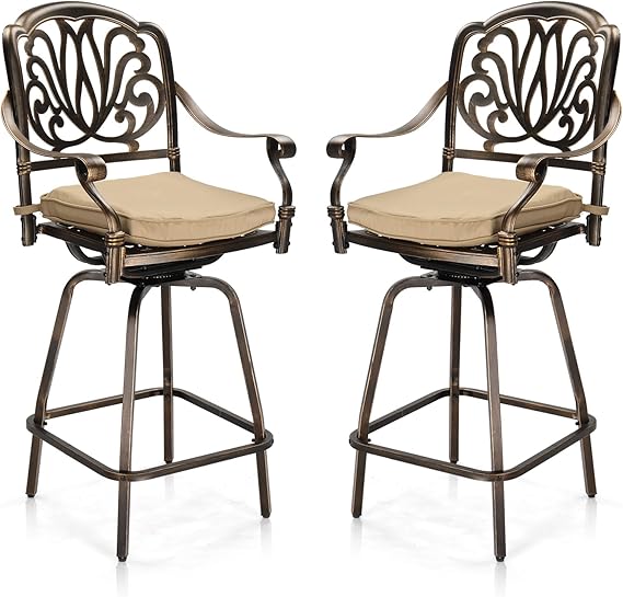 Outdoor Bar Stools Set of 2 with Cushions