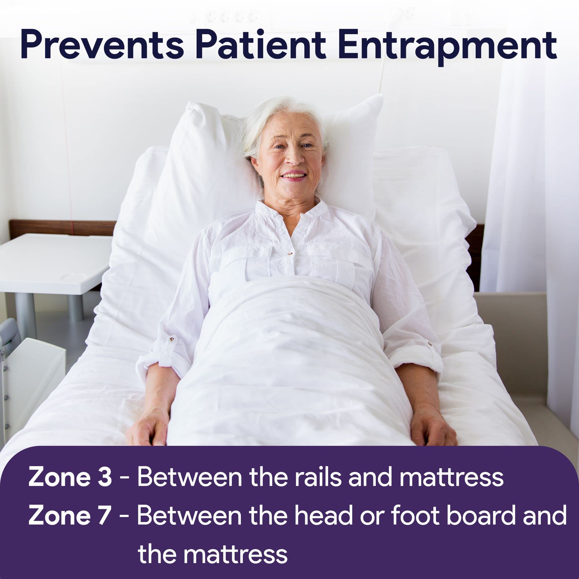Hospital Bed Mattress Extender with Adjustable Entrapment Prevention