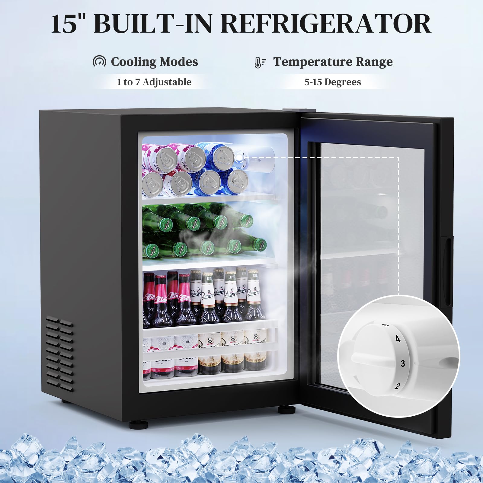 Wine Bar Cabinet with Fridge and LED Lights