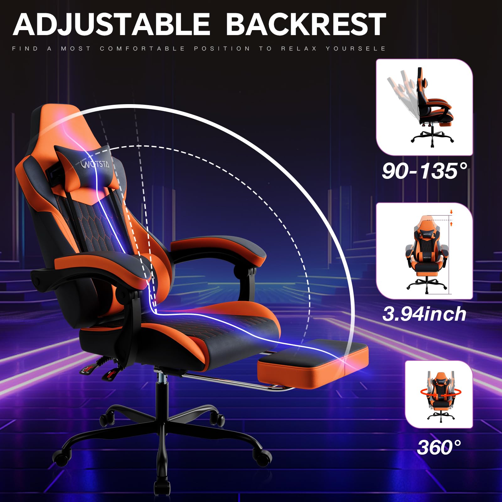 Ergonomic Gaming Chair with Footrest