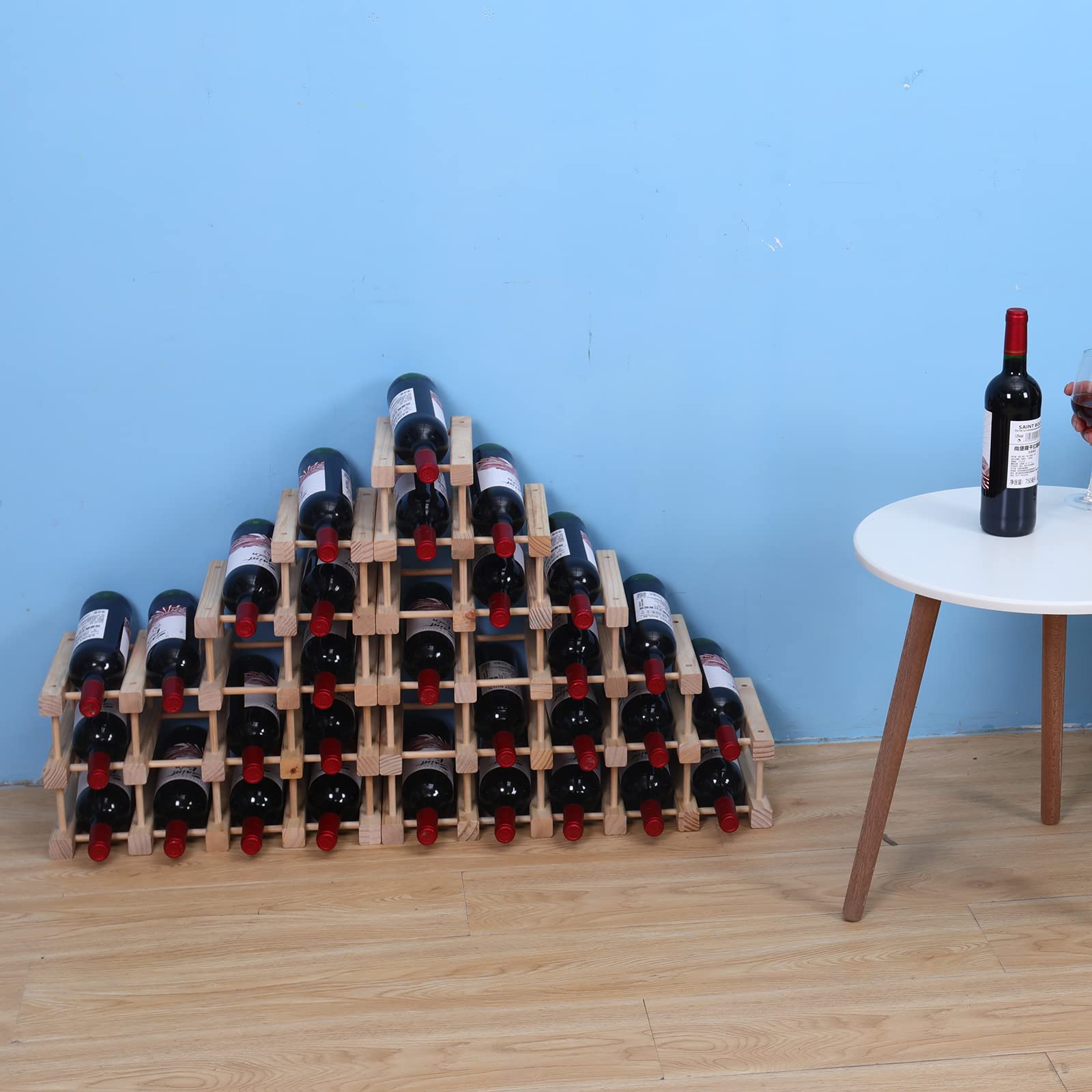 16-Bottle Pine Wood Wine Rack