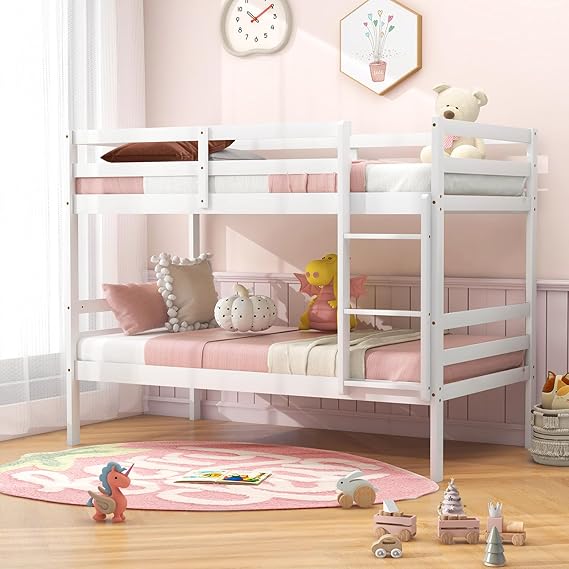 Twin Over Twin Bunk Bed with Storage and Ladder
