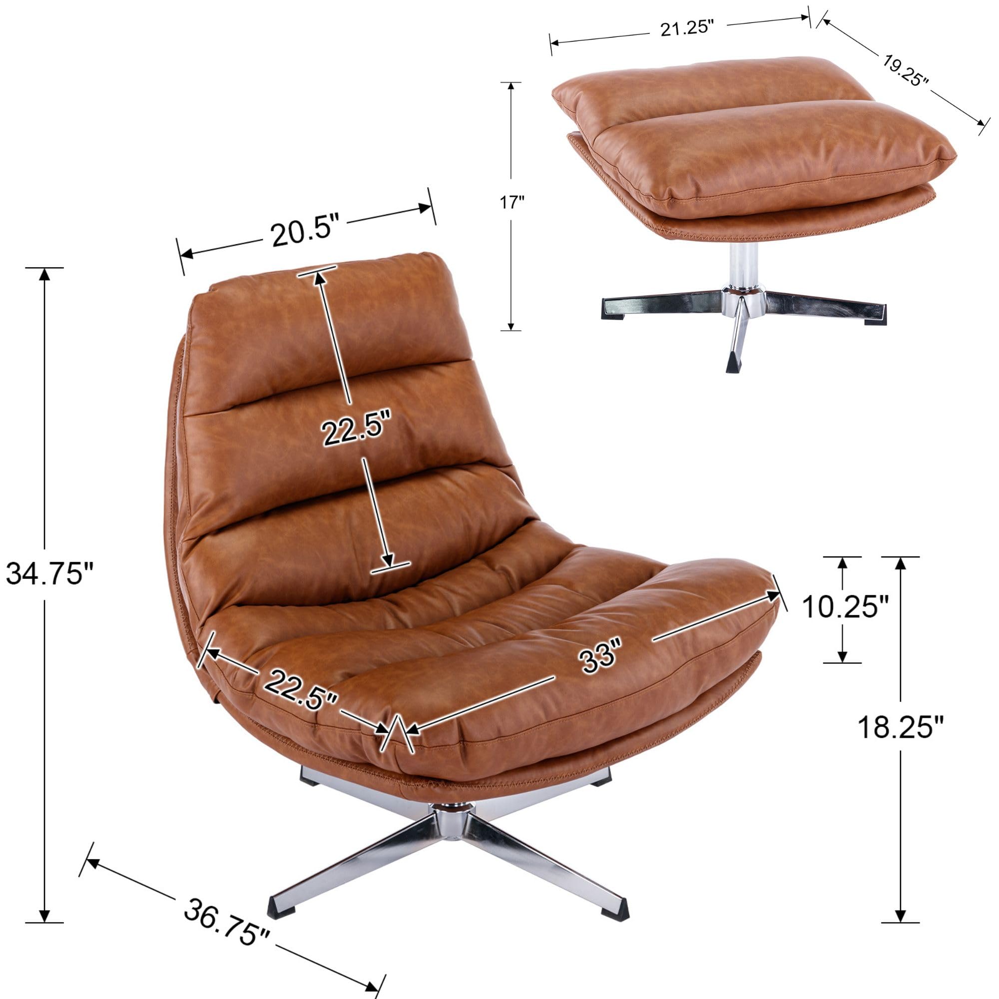 Swivel Accent Chair with Ottoman