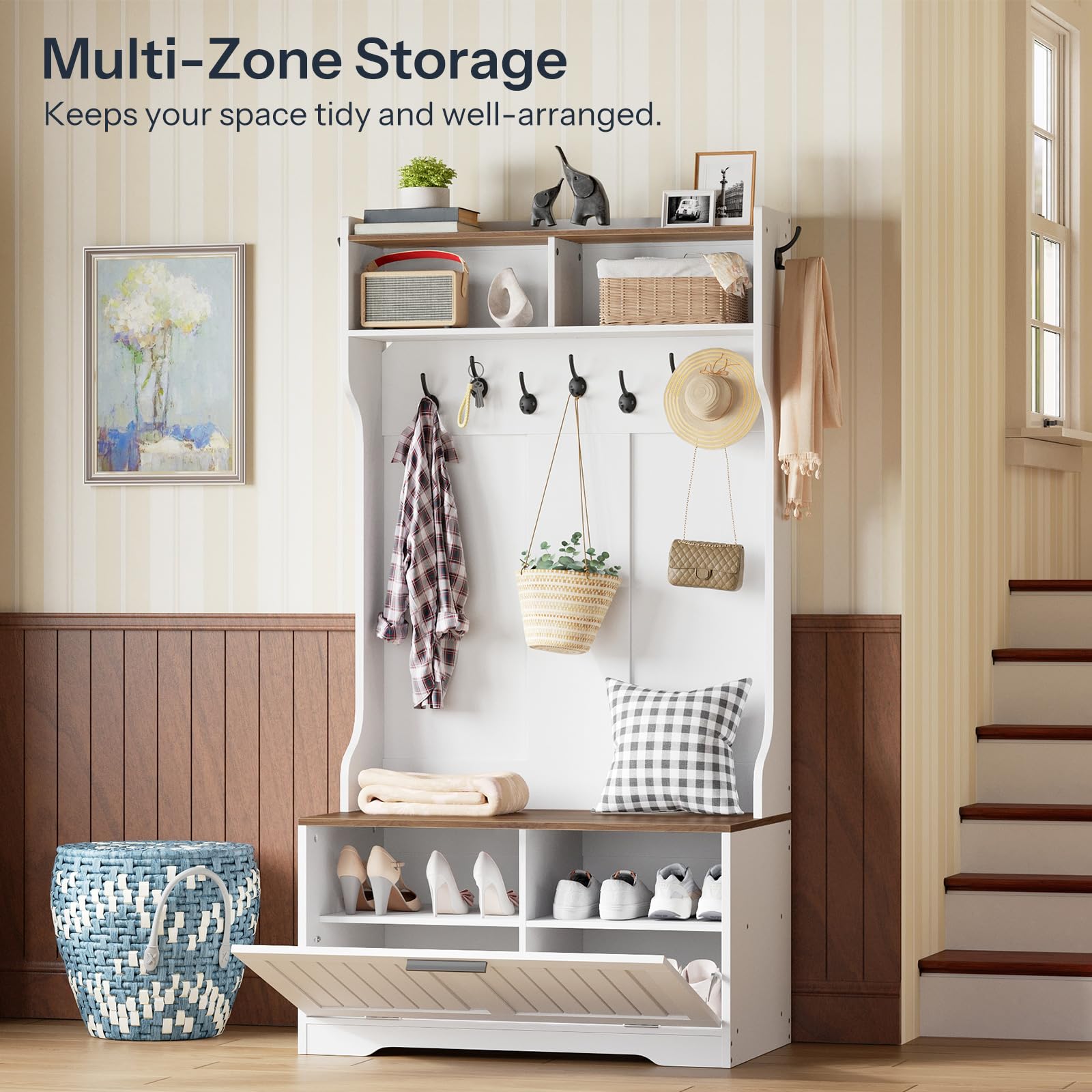 Hall Tree with Bench and Shoe Storage