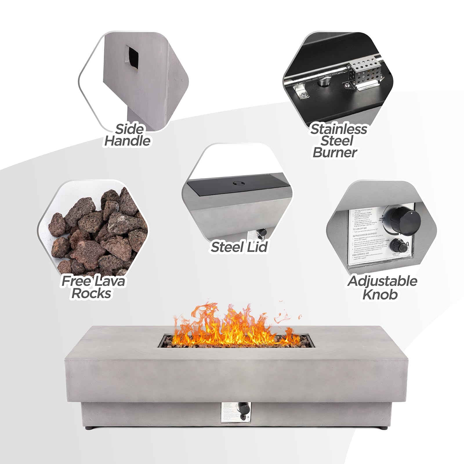 Rectangular Concrete Fire Pit Table
