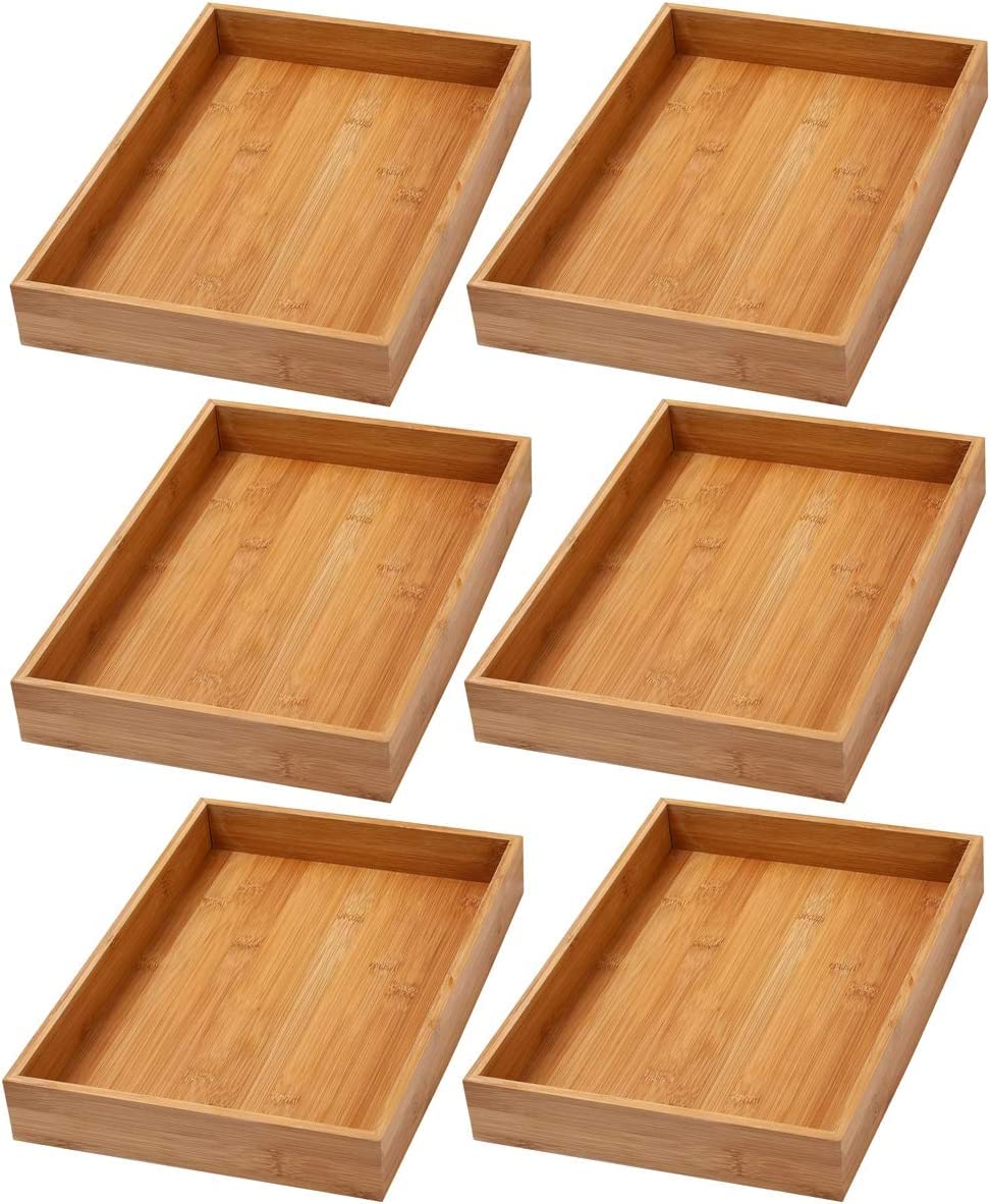 Bamboo Drawer Organizer Storage Box 6 Pack