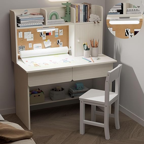 Kids Study Desk and Chair Set with Storage