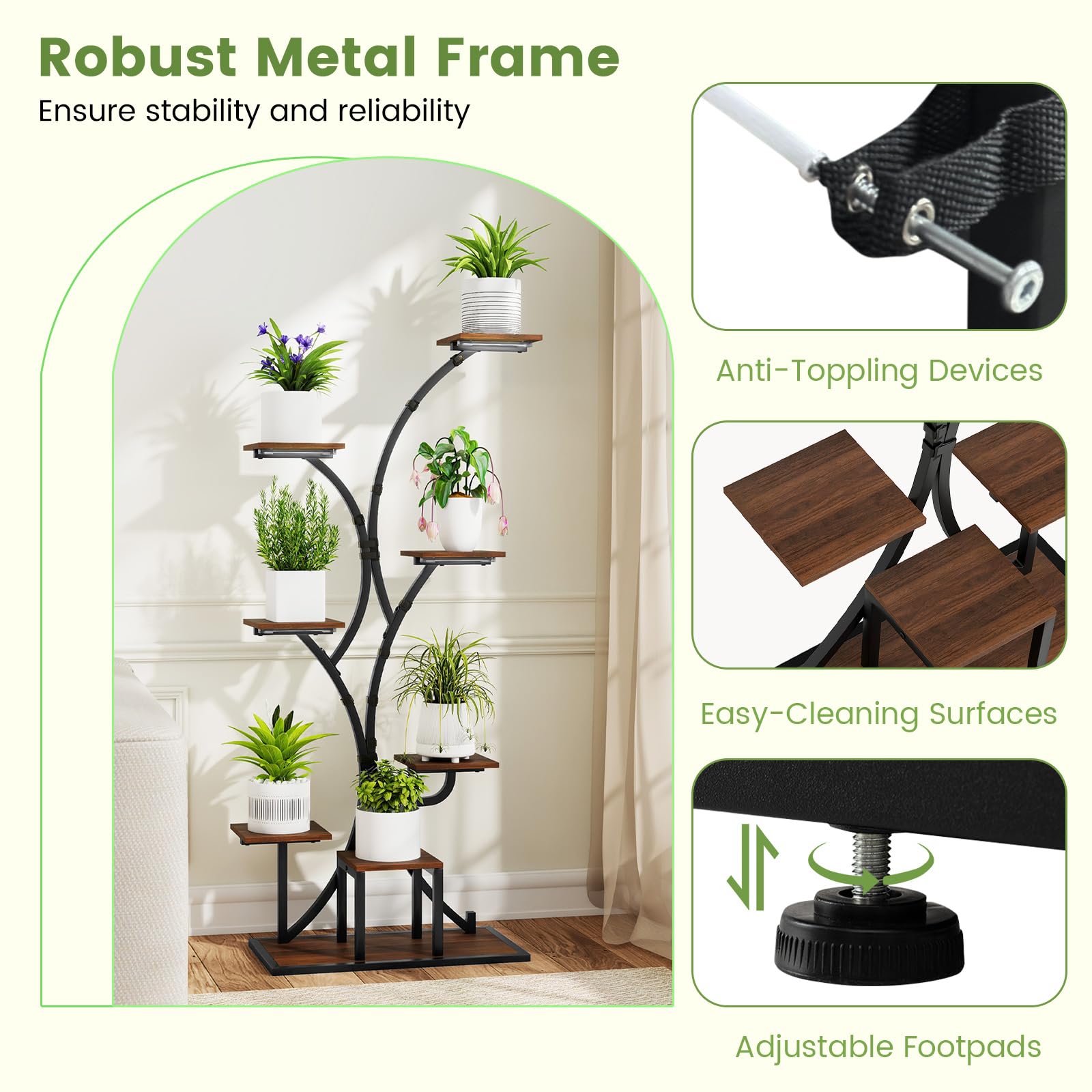 8-Tier Corner Plant Stand with Grow Lights