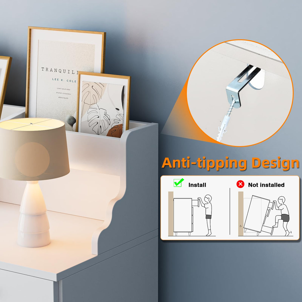 9 Drawer Dresser with LED Light and Power Outlet