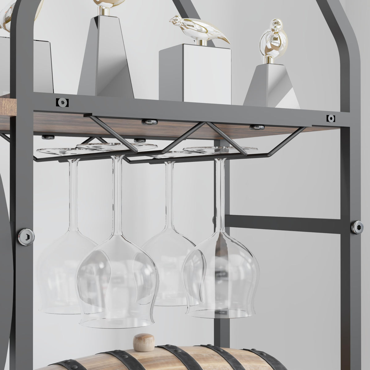 5-Tier Wine Rack with Glass Holder
