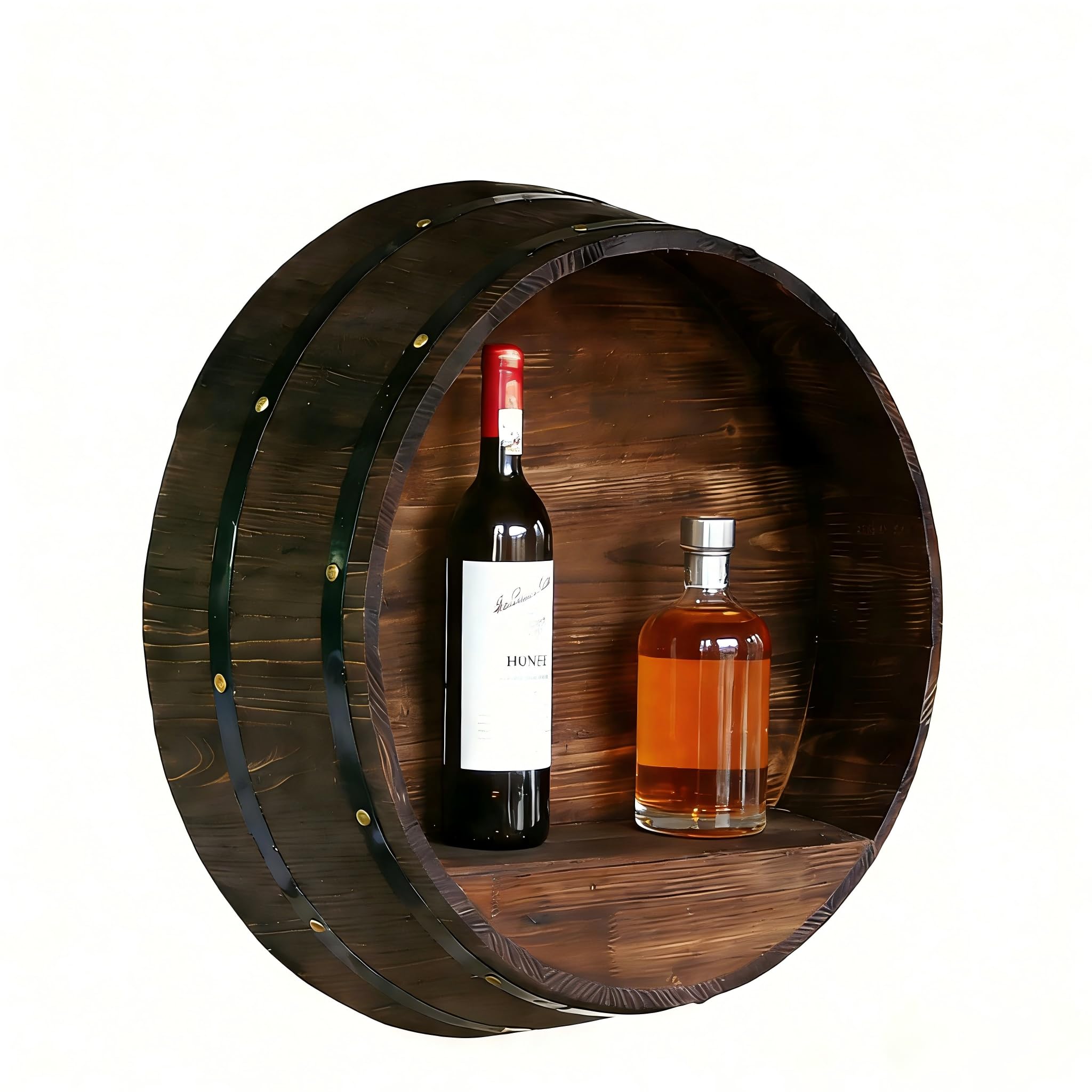 Wall Mounted Wine Rack Bourbon Barrel Style