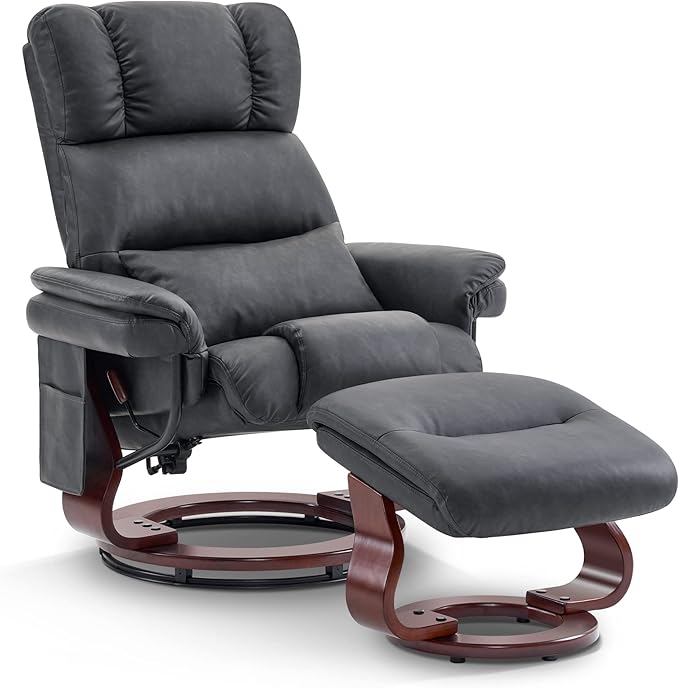 Swivel Recliner with Ottoman and Massage