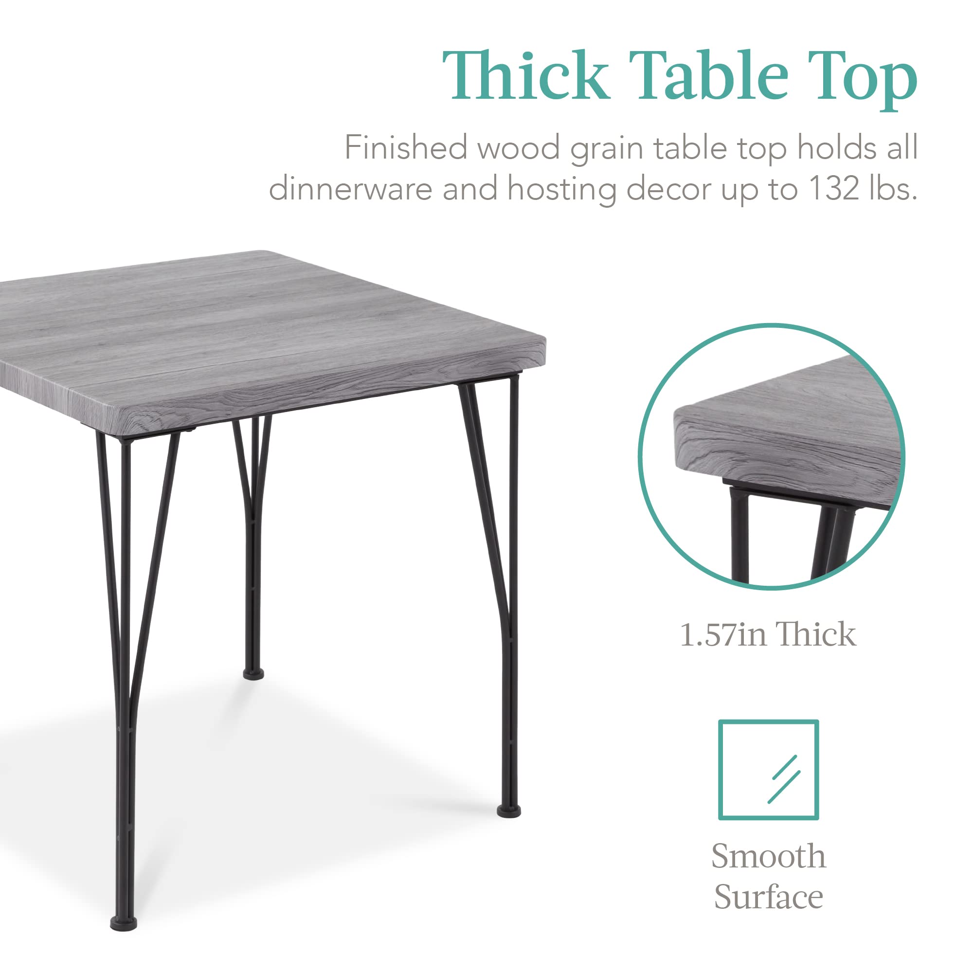 3-Piece Square Dining Set with 2 Chairs