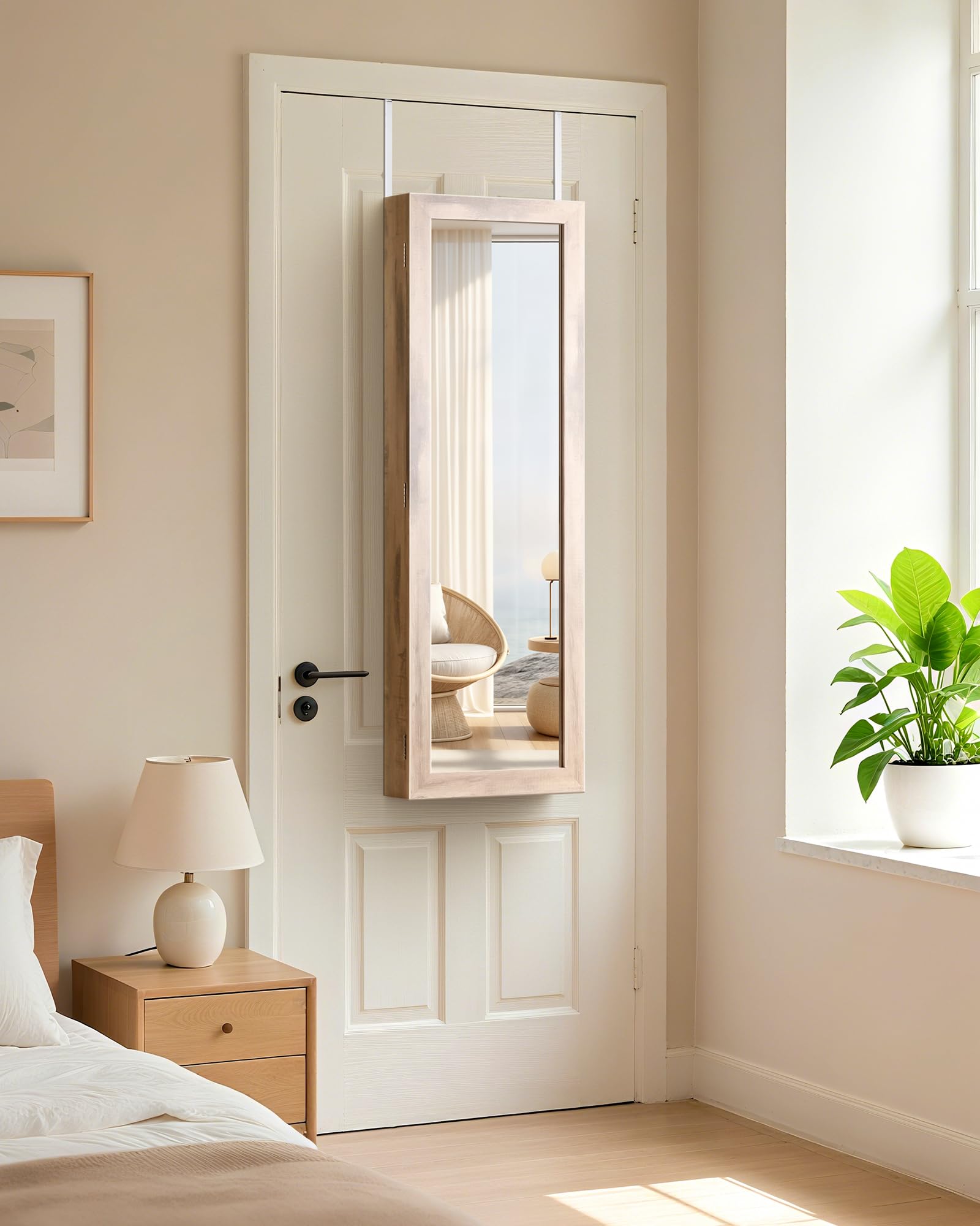 6 LED Mirror Jewelry Cabinet with Lock