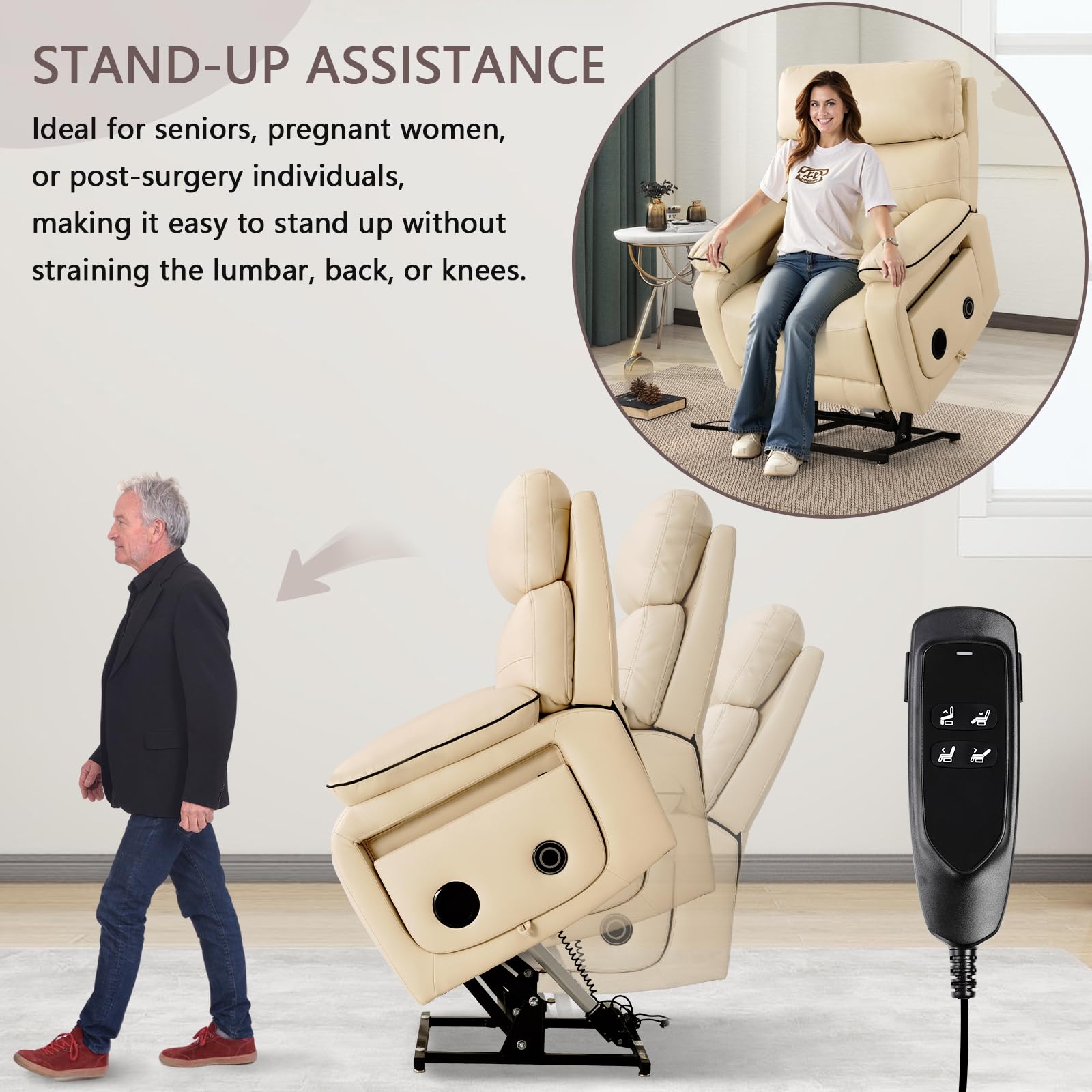 Dual Motor Infinite Position Lift Recliner with Massage and Heat