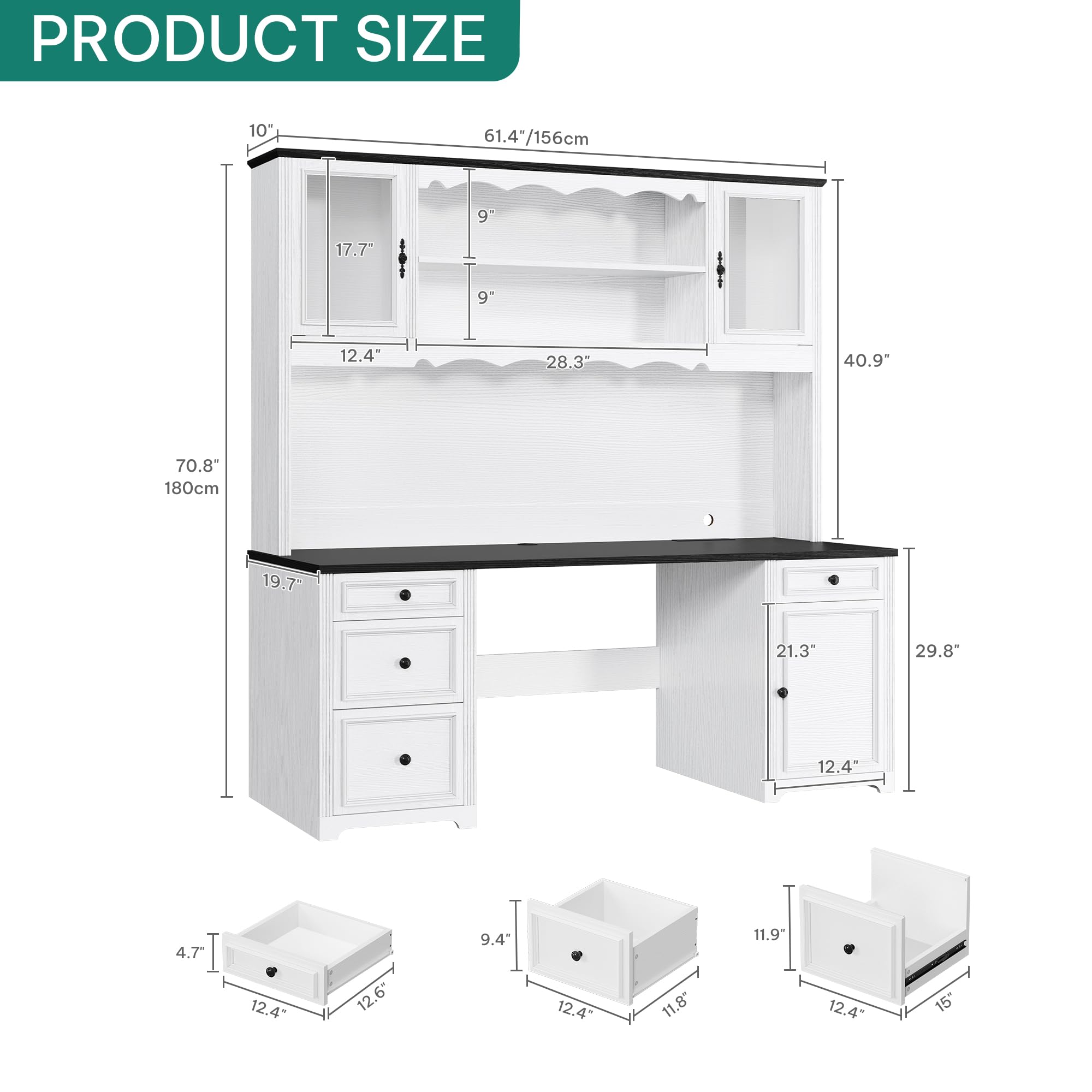 Executive Desk with Hutch and Drawers