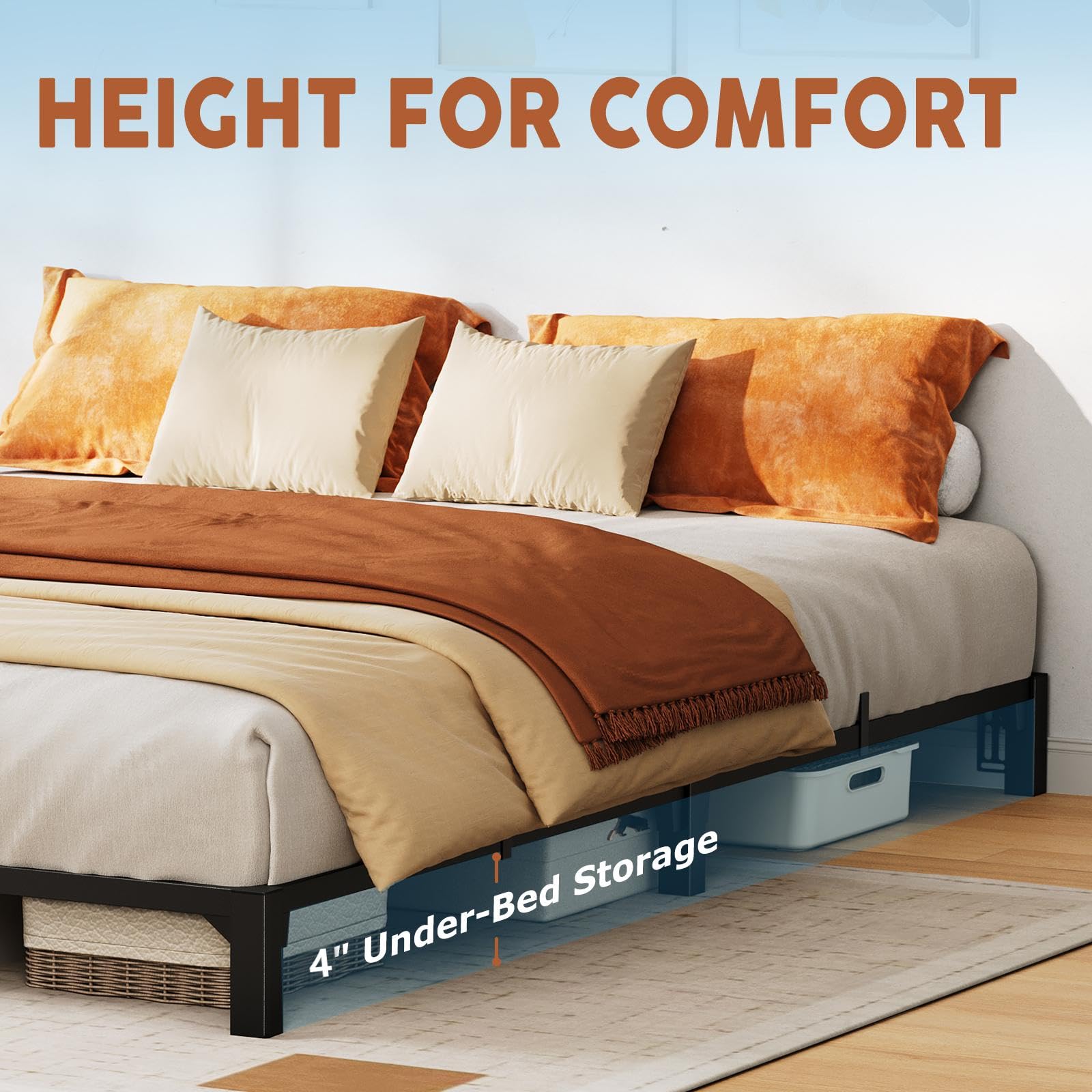 6 Inch Full Bed Frame - Heavy Duty Metal Platform