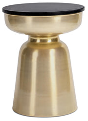 Granite Accent Side Table with Hourglass Metal Base