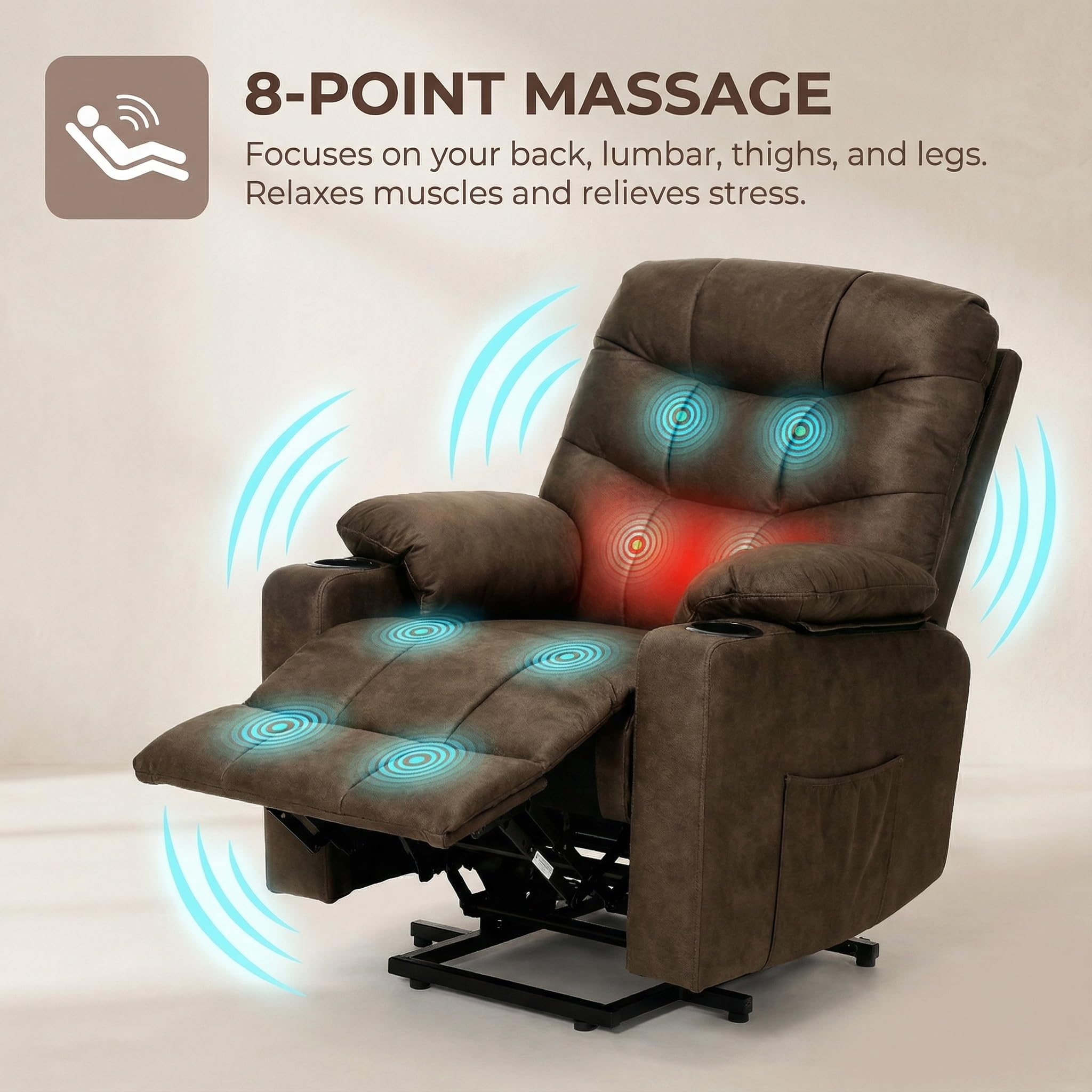 Power Lift Recliner Chair with Massage and Heat