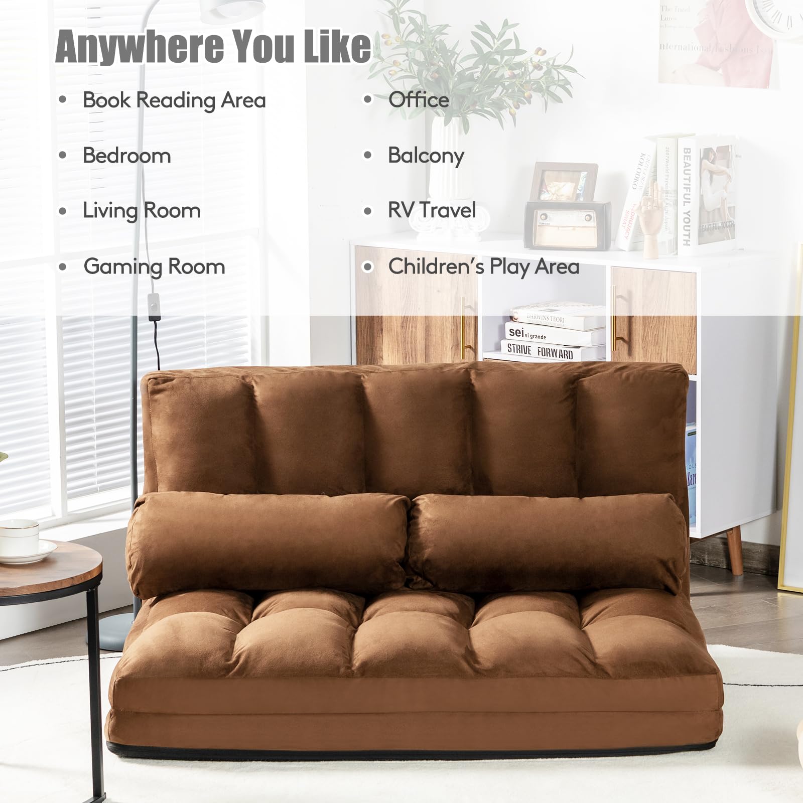 6-Position Adjustable Floor Sofa with Removable Pillows