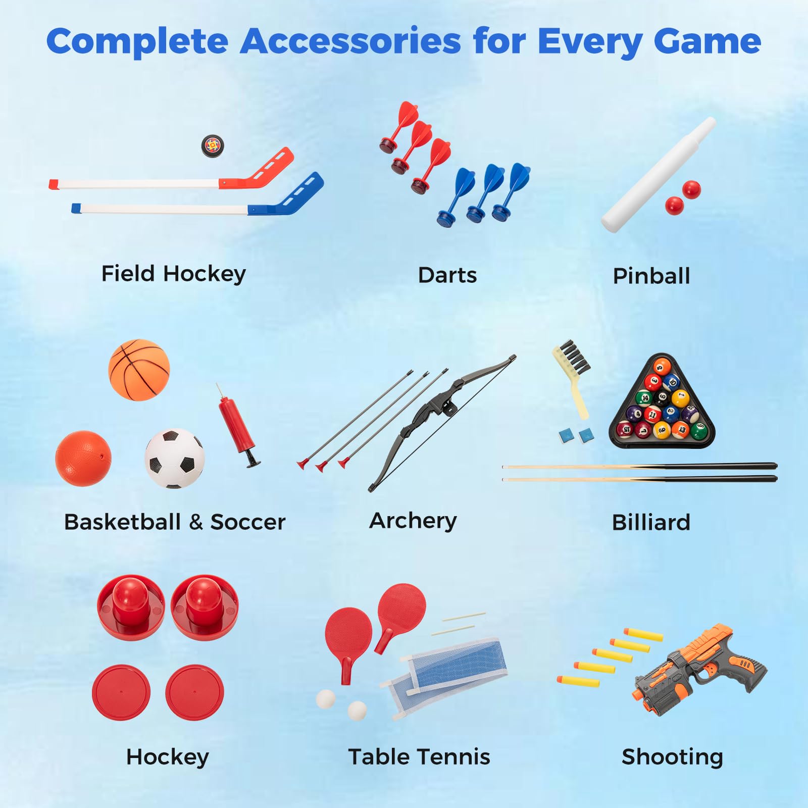 10-in-1 Multi Game Table with Complete Accessories
