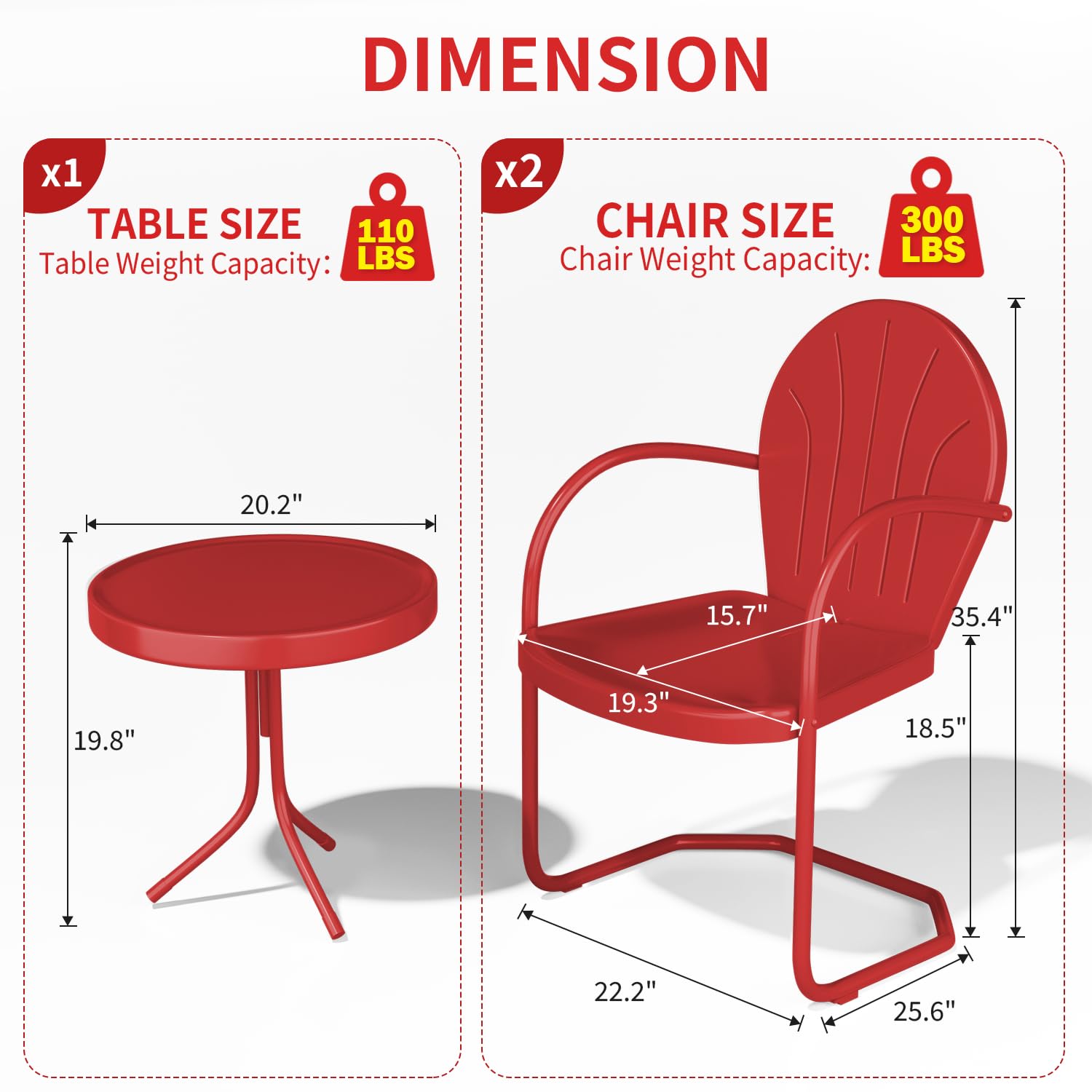 3 Piece Retro Metal Bistro Set