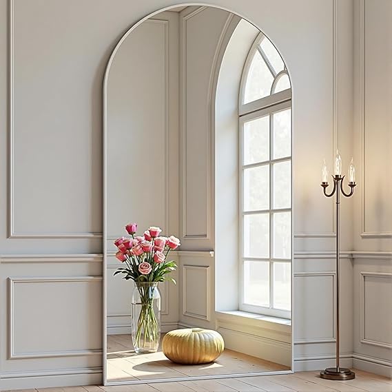 Arched Full Length Mirror 70x26 Gold Aluminum Frame