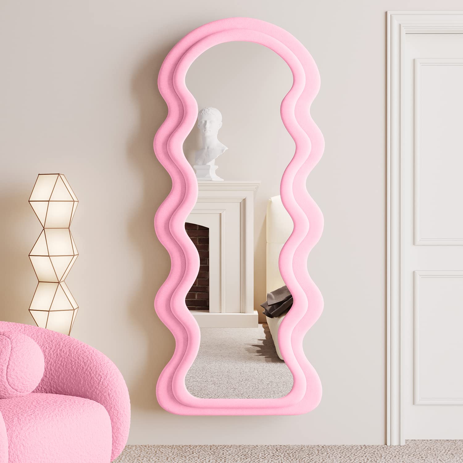 Full Length Wavy Mirror 63x24 Pink
