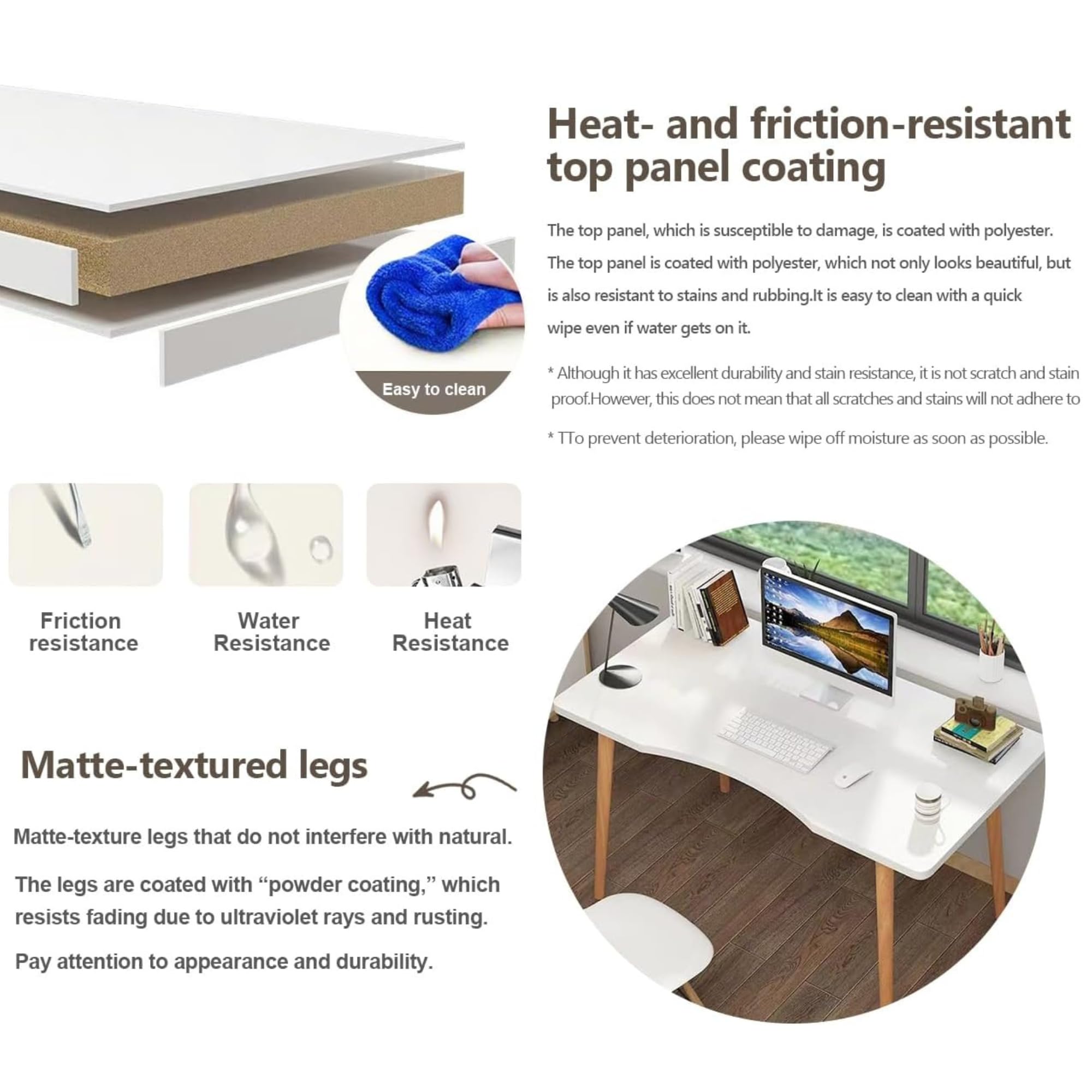 Modern White Wooden Computer Desk