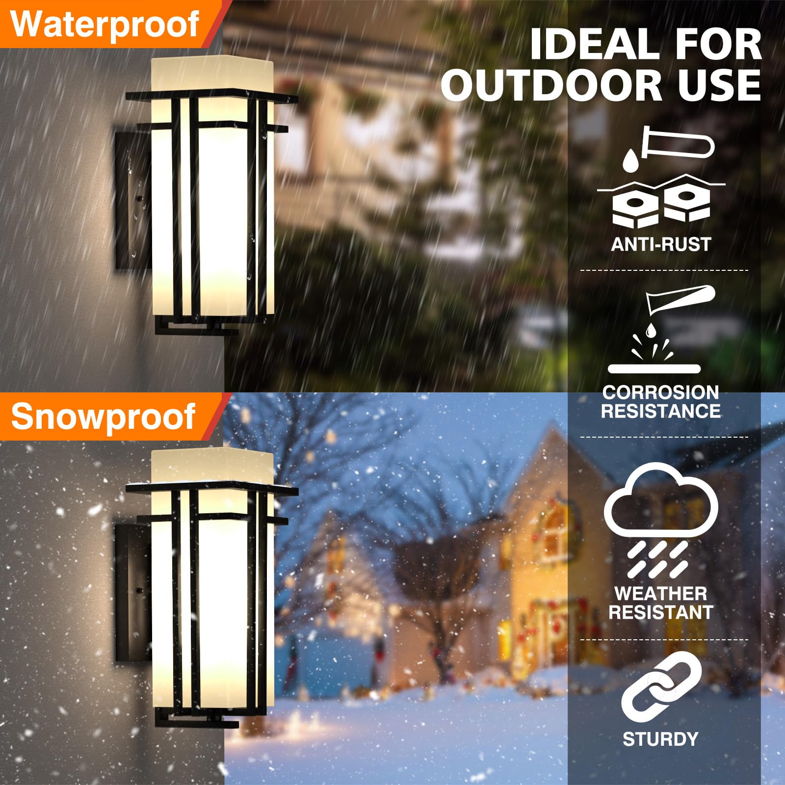 Modern Outdoor Wall Light Fixture with Frosted Glass