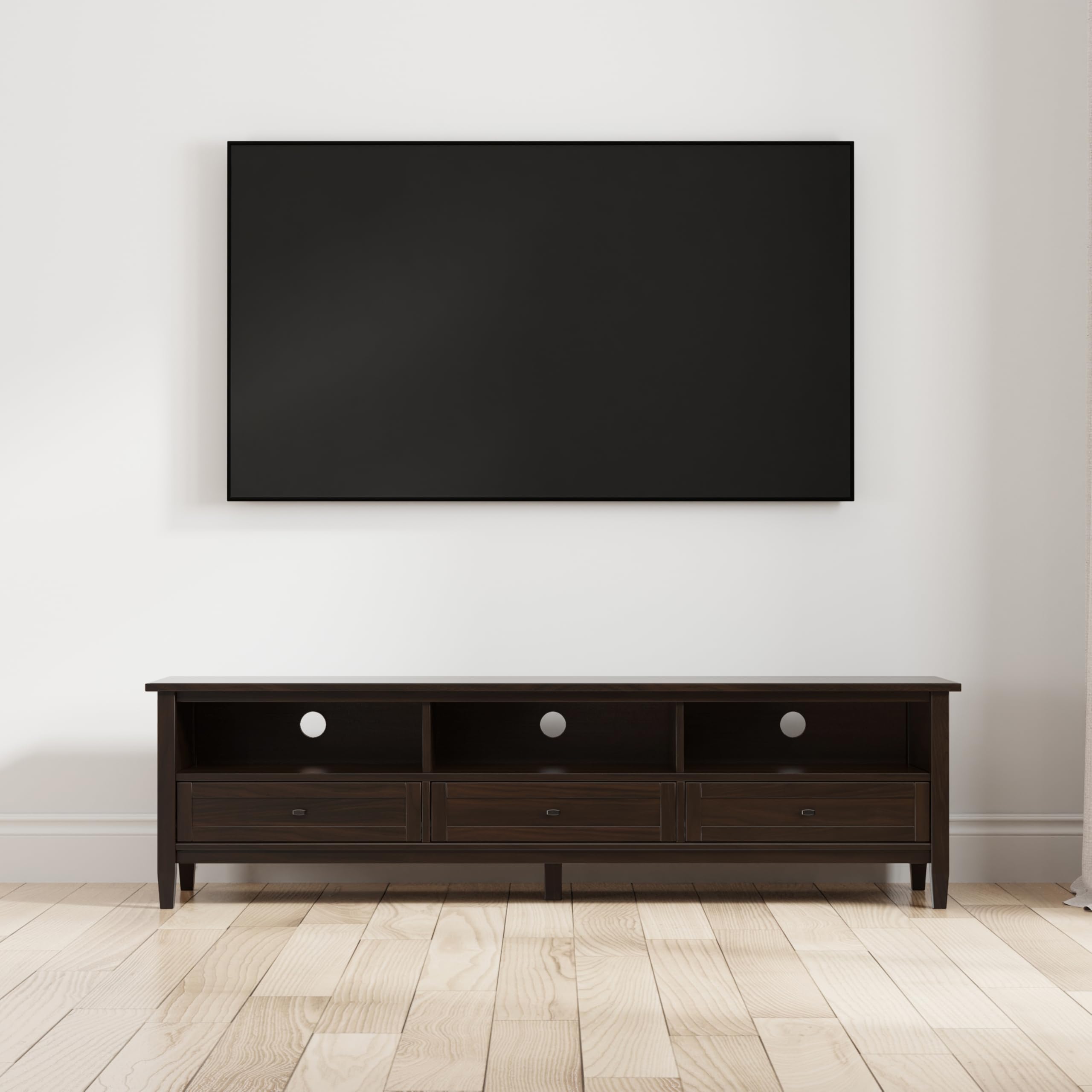 72" Solid Wood TV Stand with Shaker Style Drawers