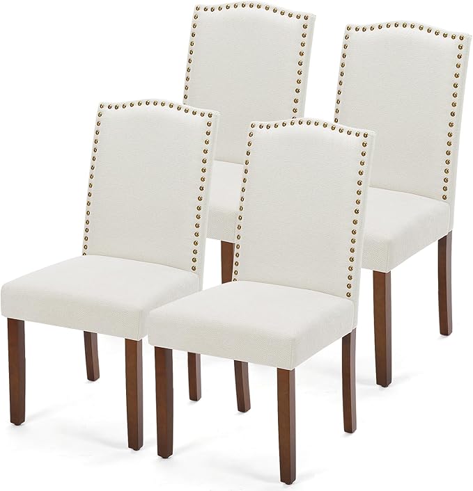 Dining Chairs Set of 6 with Padded Seat and Wooden Legs