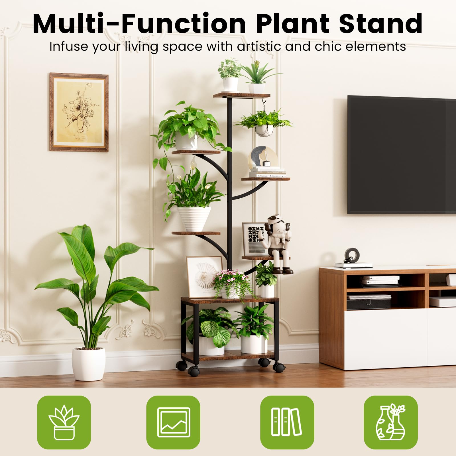 7-Tier Plant Stand with Grow Lights and Wheels