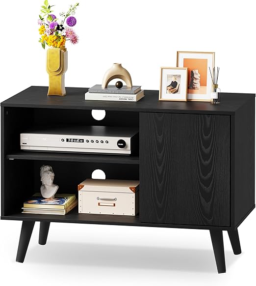 Mid-Century TV Stand with Storage Cabinet White 47 Inch