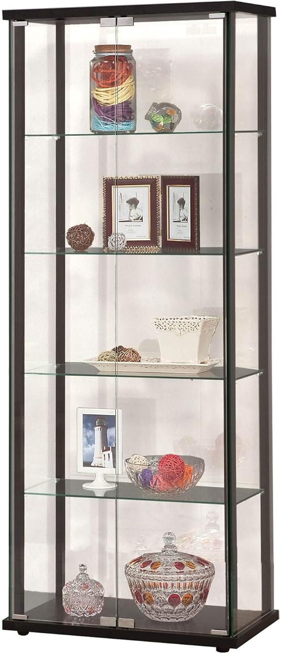 5-Shelf Curio Display Cabinet with Tempered Glass Shelves