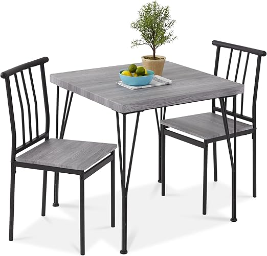 3-Piece Dining Set with 2 Chairs - Dark Brown