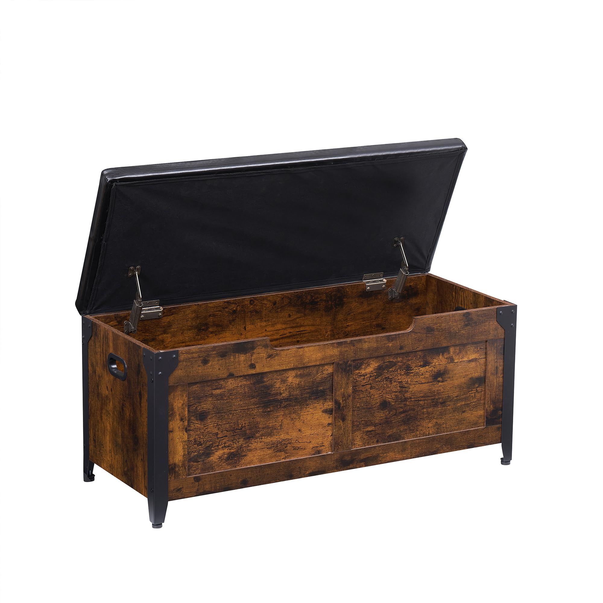 Wood Storage Chest Bench with Safety Hinge
