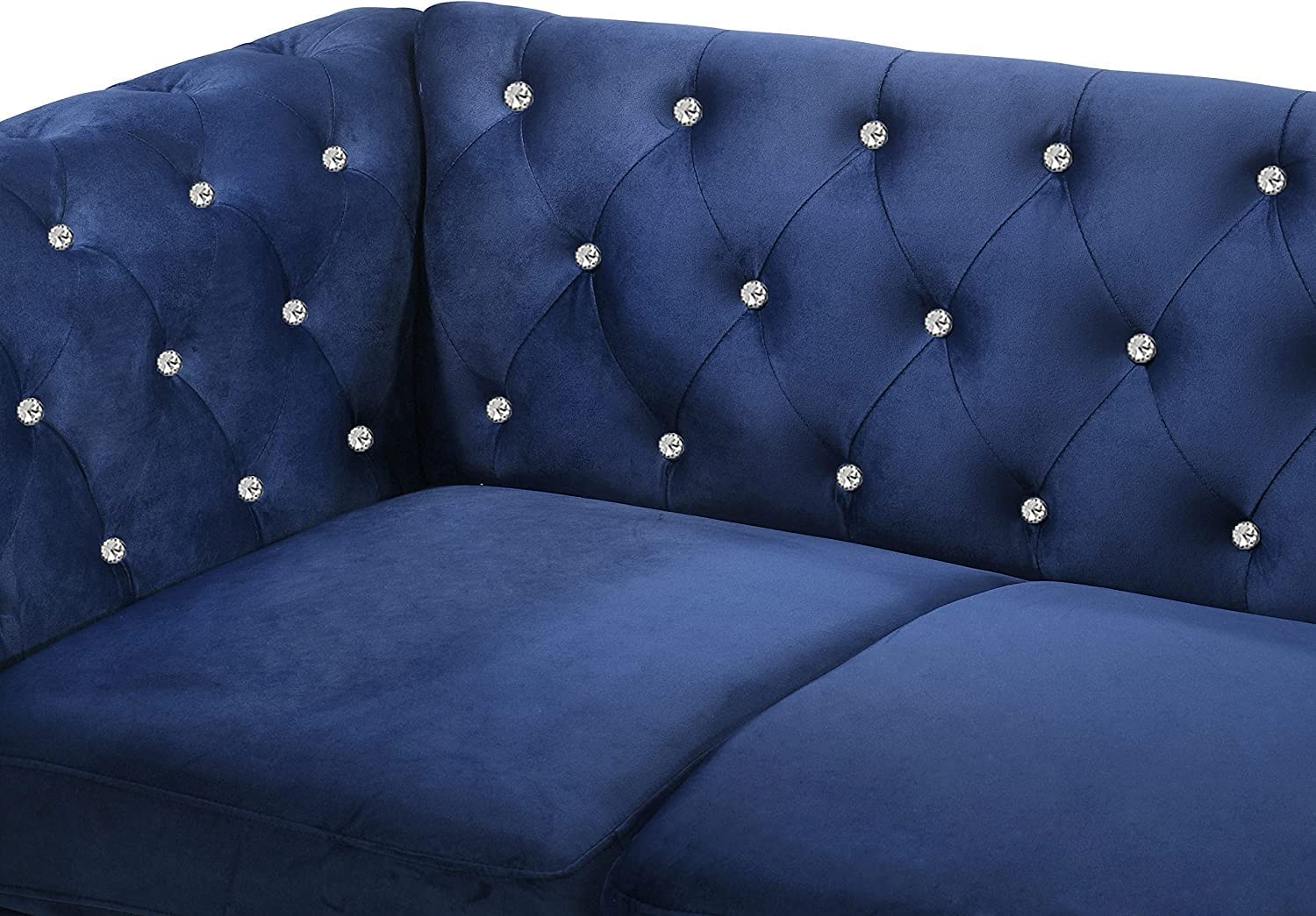 Emma Crystal Sofa and Loveseat Set Royal Blue