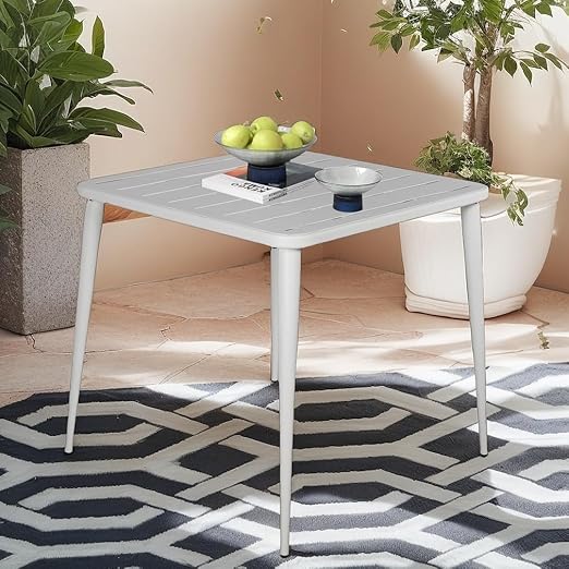 Square Metal Patio Dining Table 27.5 Inch