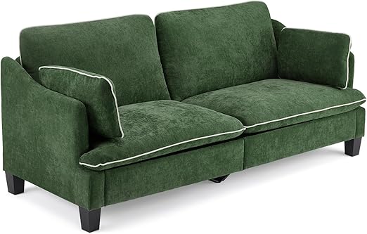 84" Modern Linen Velvet Loveseat with Piped Cushions