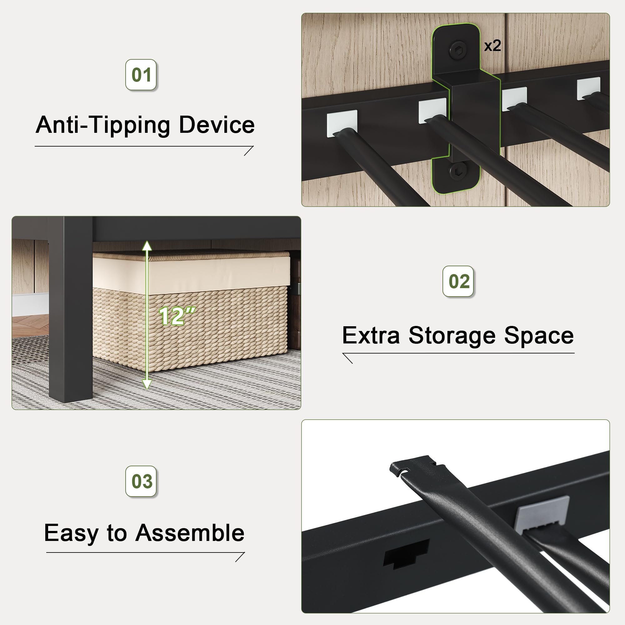 Metal Twin Over Twin Bunk Bed with Ladder and Guardrail