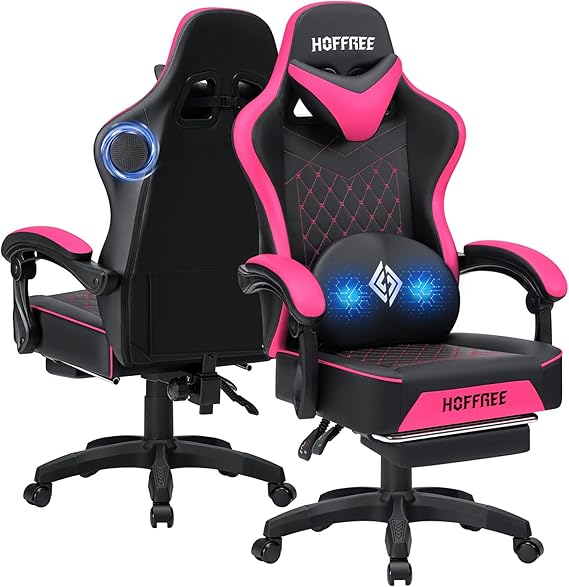 Bluetooth Gaming Chair with Massage and Footrest