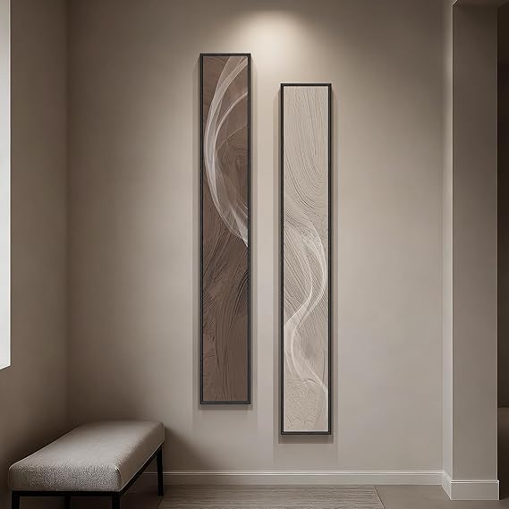 2-Piece Framed Vertical Abstract Canvas Wall Art Set