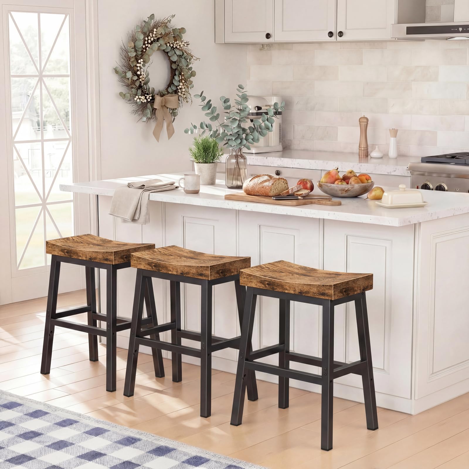 24 Inch Rustic Bar Stools Set of 2