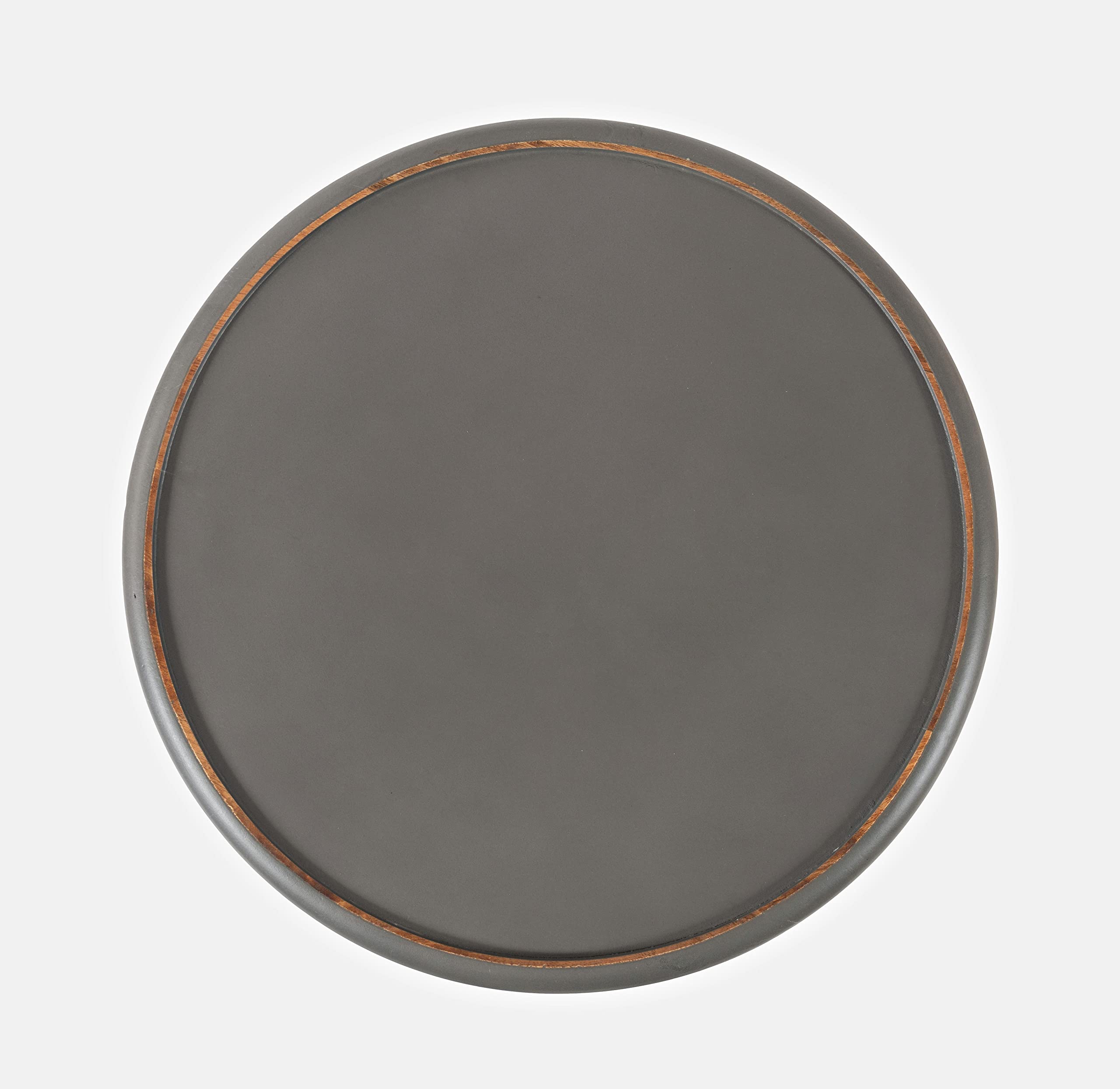 Jofran Global Archive Mango Wood Handcrafted Solid Hardwood Drum Table, 17" W X 17" D X 23" H, Grey Finish, (Set of 1), Antique Gray