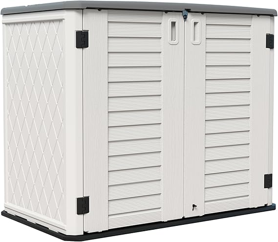 Weather Resistant Horizontal Outdoor Storage Shed - 26 Cu Ft