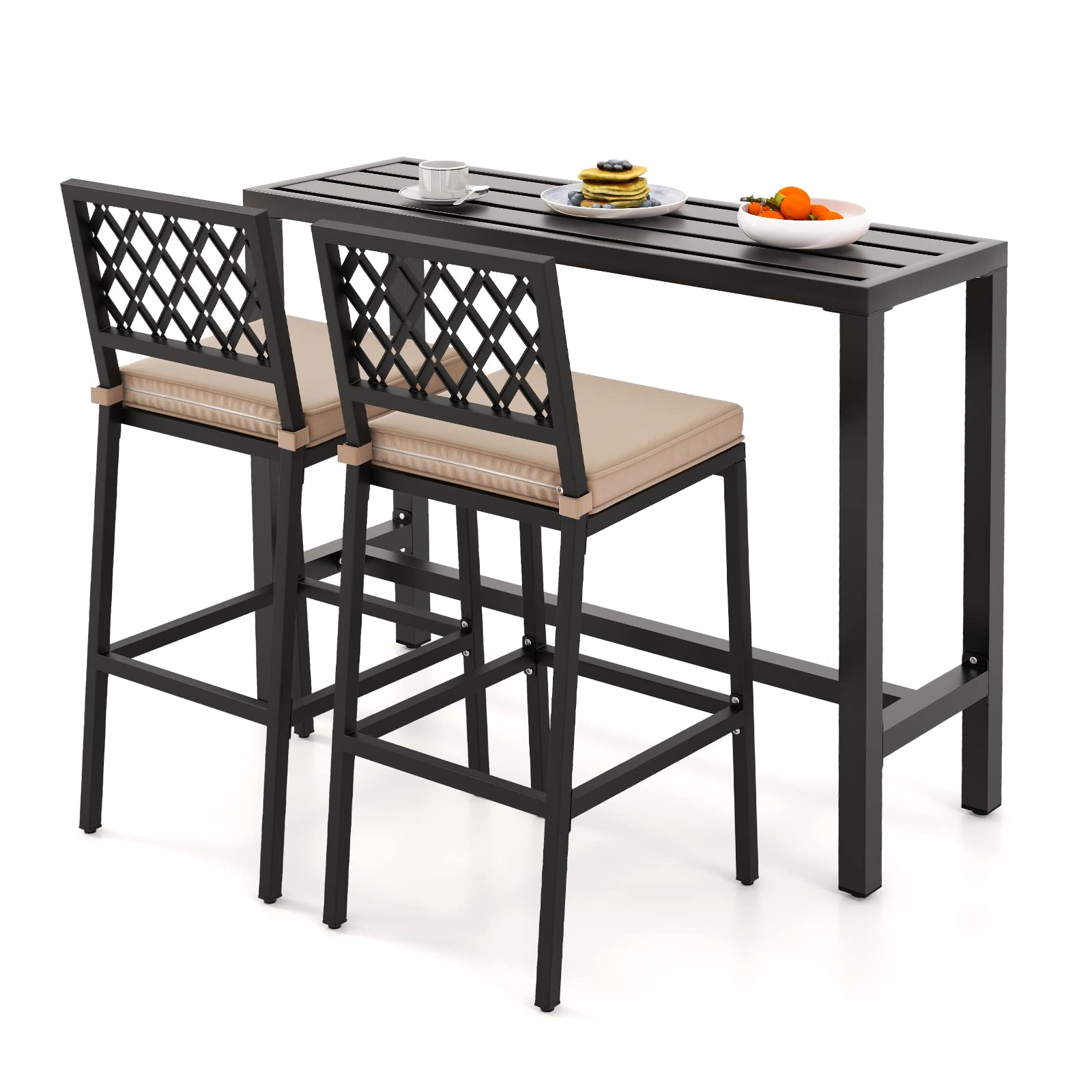 3 Piece Outdoor Bar Table and Chairs Set