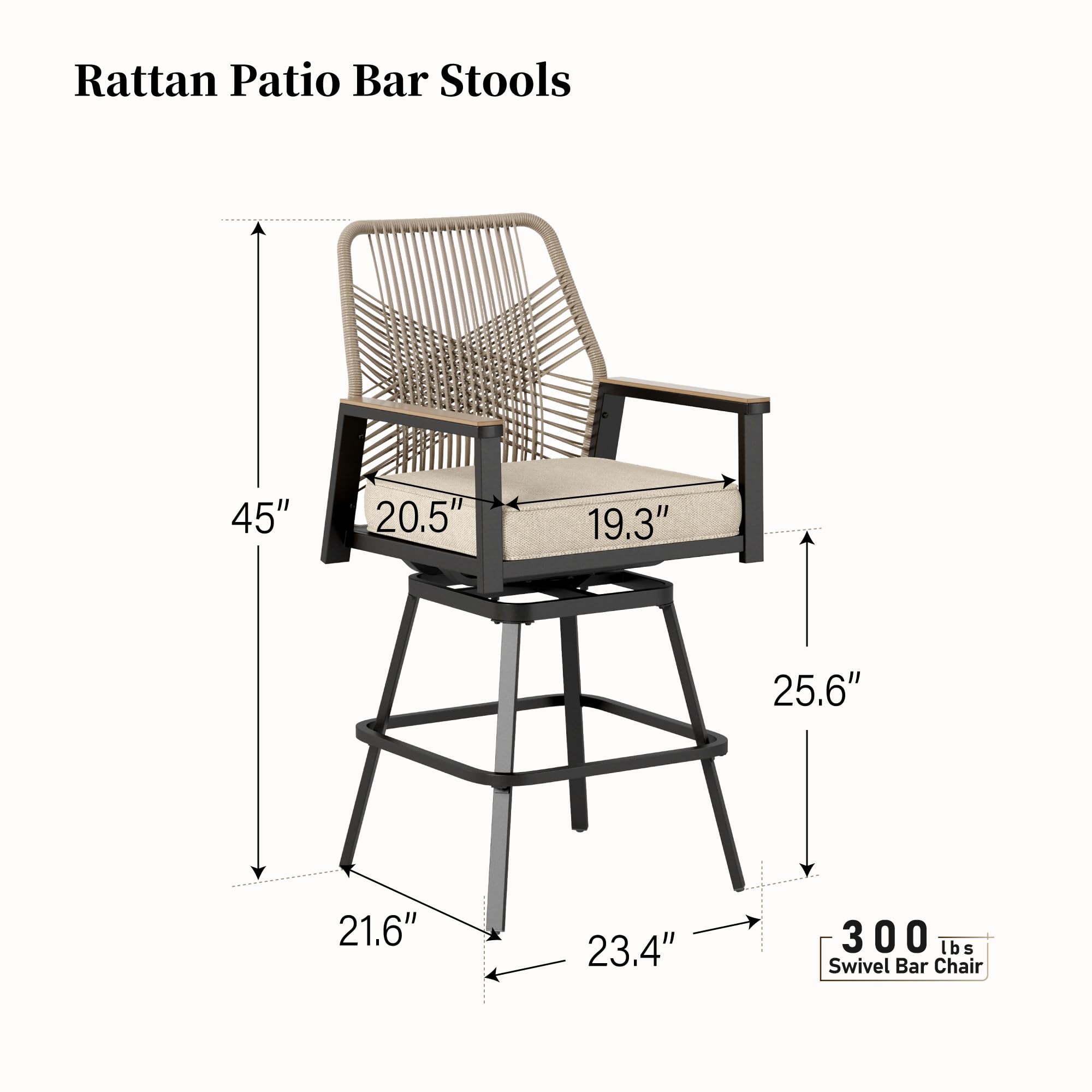 Swivel Bar Stools Set of 4 with Cushions
